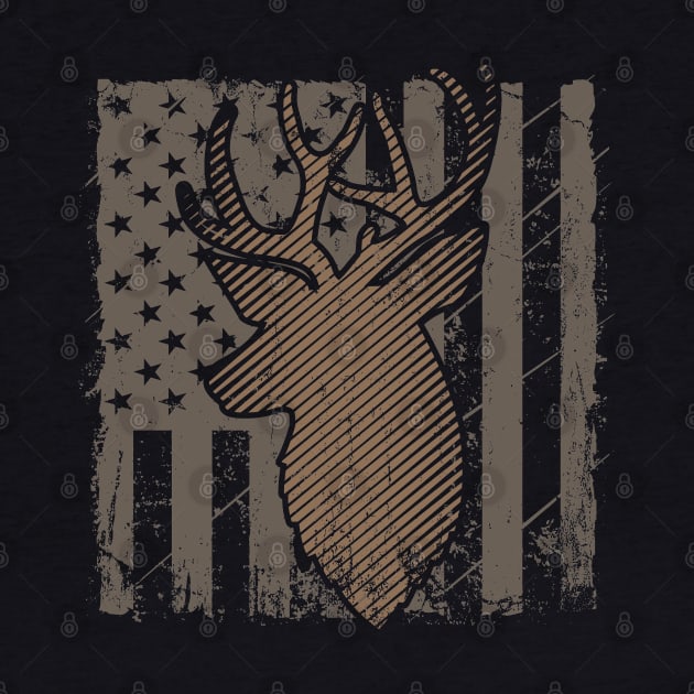 American Deer Hunter Patriotic Us Flag by Tesszero